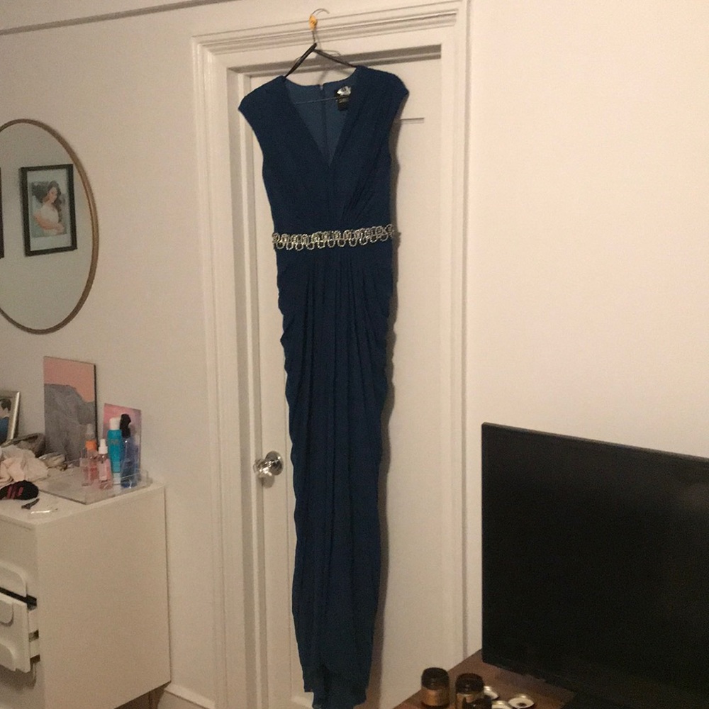 Dark blue gown. Worn once.